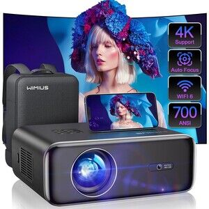 [Auto Focus/4K Support] Projector with WiFi 6 and Bluetooth 5.2, 700ANSI